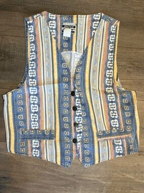 Vintage MODOM Womens Southwestern Geometric Printed Vest Made IN USA sz M